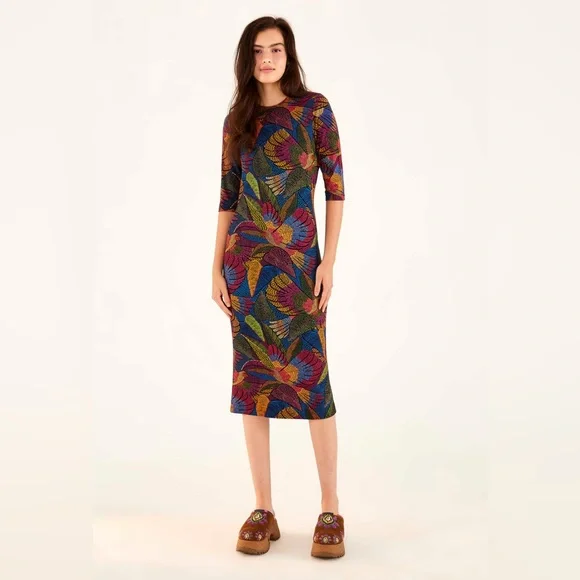 Farm Rio Dotted Macaws Midi Dress - Picture 1 of 3